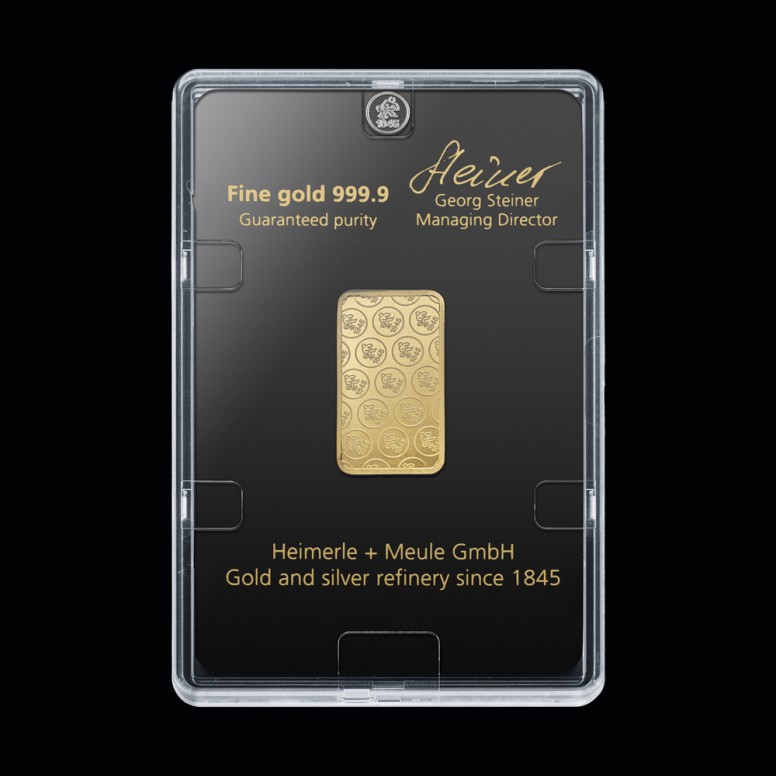 Goldbarren 10 g. H+M geprägt