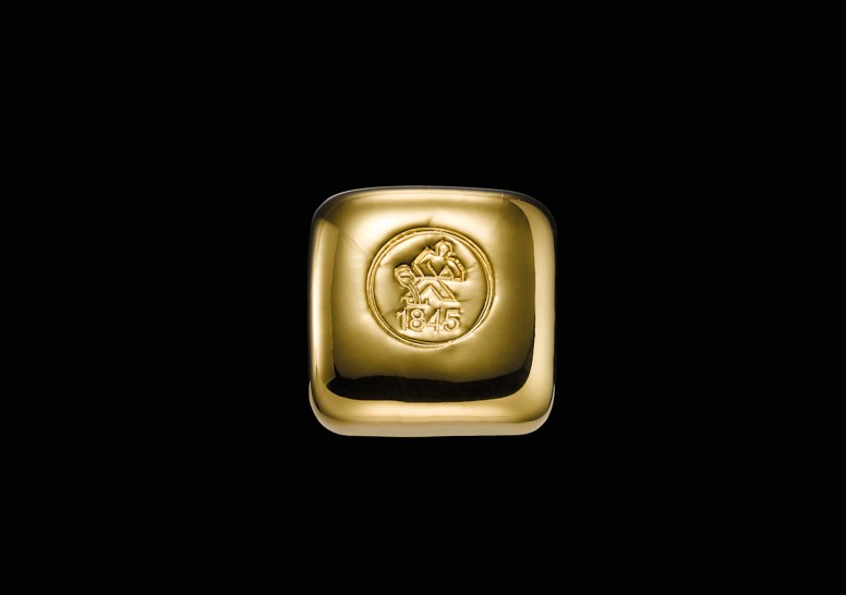 Goldbarren 50 g. gegossen H+M